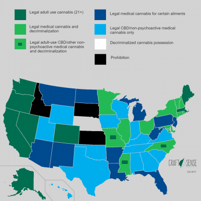 US Map for Cannabis Legalization